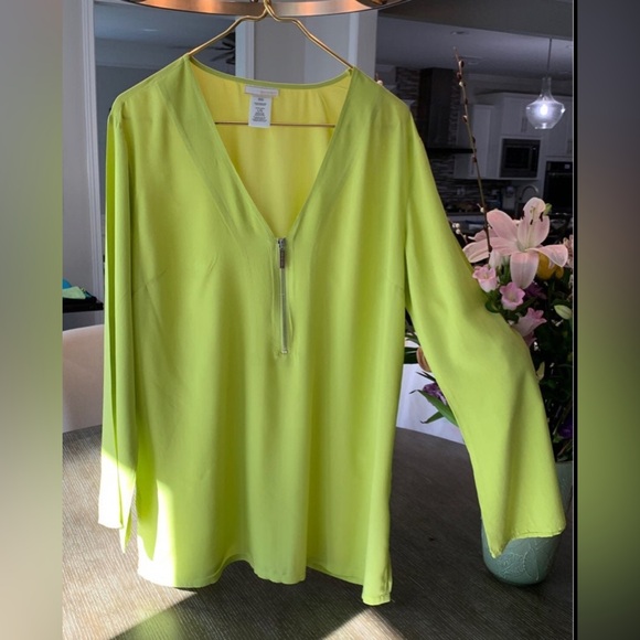 Michael Kors Zip Front Green Blouse - Picture 1 of 5